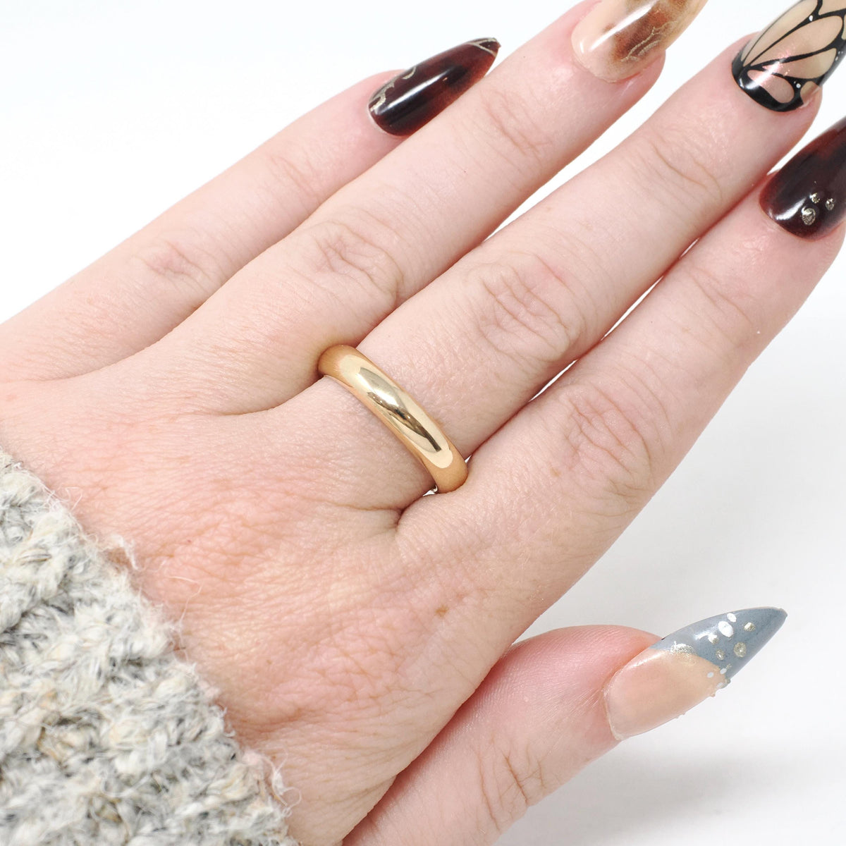 Antique Wedding Band - Edwardian Era 14k Yellow Gold 4.3 MM Domed Comfort Fit Ring - Size 6 1/2 Fine Art Carved JR Wood Bridal Jewelry