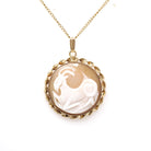 Aries Cameo Pendant - Mid Century Gold Filled Round Carved Shell Symbol Necklace - Circa 1960s Era Fine Zodiac Fashion Accessory Jewelry