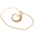 Aries Cameo Pendant - Mid Century Gold Filled Round Carved Shell Symbol Necklace - Circa 1960s Era Fine Zodiac Fashion Accessory Jewelry