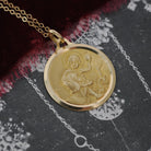 Vintage St. Christopher Charm - Bold Gold 18k Yellow Gold Religious Medal Pendant - Circa 1980s Patron Saint of Travelers Catholic Jewelry