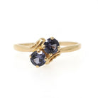 Vintage Bypass Ring - Mid Century 10k Yellow Gold Purple Created Spinel Triplet Gemstone - Circa 1950s Era Size 6.25 Toi Et Moi Fine Jewelry