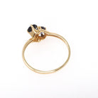 Vintage Bypass Ring - Mid Century 10k Yellow Gold Purple Created Spinel Triplet Gemstone - Circa 1950s Era Size 6.25 Toi Et Moi Fine Jewelry
