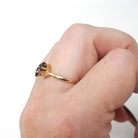 Vintage Bypass Ring - Mid Century 10k Yellow Gold Purple Created Spinel Triplet Gemstone - Circa 1950s Era Size 6.25 Toi Et Moi Fine Jewelry