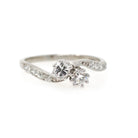 Toi Et Moi Ring - Antique 18k White Gold .56 CTW Art Deco Diamond Bypass Band - Vintage Circa 1920s Size 7 Fine Bridal Engagement Jewelry