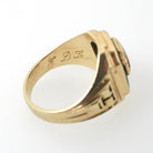 Asbury Park High School Ring - Mid Century Era 10k Yellow Gold Black Chalcedony Onyx Signet - Circa 1958 Size 6.75 EDL Initials Fine Jewelry