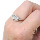 Vintage Princess Ring - Mid Century 14k White Gold Natural .02 CTW Diamonds - Circa 1950s Size 8 Sweetheart Anniversary Promise Fine Jewelry