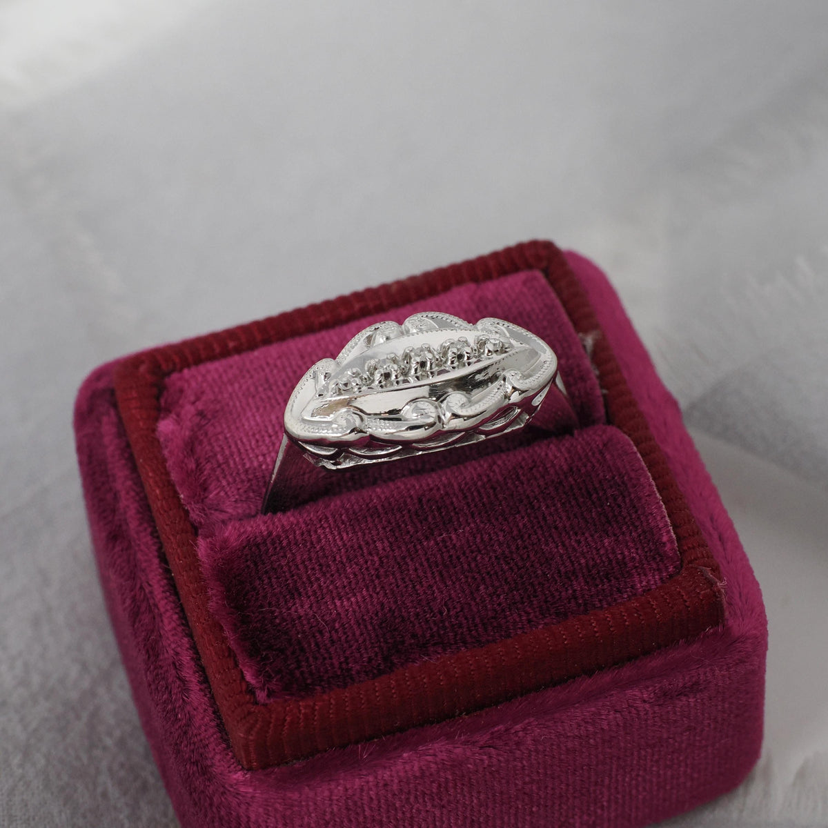 Vintage Princess Ring - Mid Century 14k White Gold Natural .02 CTW Diamonds - Circa 1950s Size 8 Sweetheart Anniversary Promise Fine Jewelry
