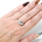 Vintage Princess Ring - Mid Century 14k White Gold Natural .02 CTW Diamonds - Circa 1950s Size 8 Sweetheart Anniversary Promise Fine Jewelry