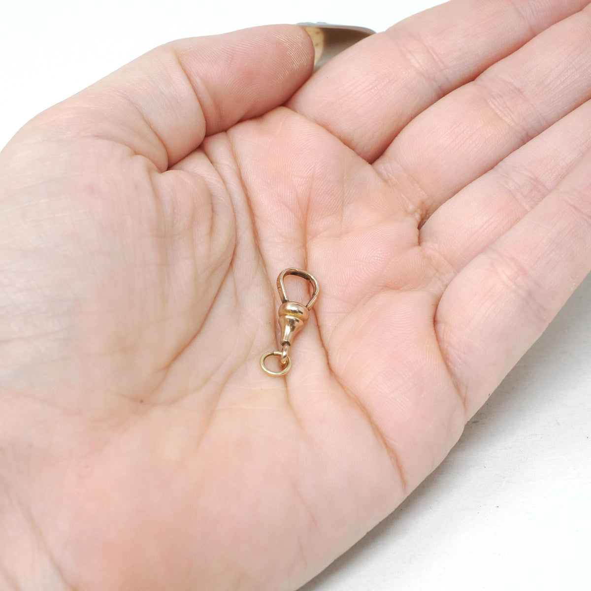 Antique Dog Clip - Edwardian Rose Gold Filled Stationary Necklace Finding Clasp - Circa 1910s Era Charm Holder Unisex Utility Jewelry