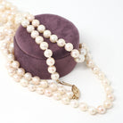 Cultured Pearl Necklace - Contemporary 14k Yellow Gold Individually Knotted 7.0 MM Rope Length Strand - Circa 2000s Era 40 Inch Fine Jewelry