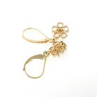 Opal & Diamond Earrings - Estate 14k Yellow Gold Natural Gemstone Flower Lever Back Drops - Contemporary 2000s Era Pierced Ears Fine Jewelry