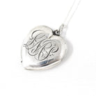 Antique Heart Pendant - Edwardian Sterling Silver Engraved Monogram "PMP" Necklace Fob Charm - Circa 1910s Era Keepsake Fine Fashion Jewelry