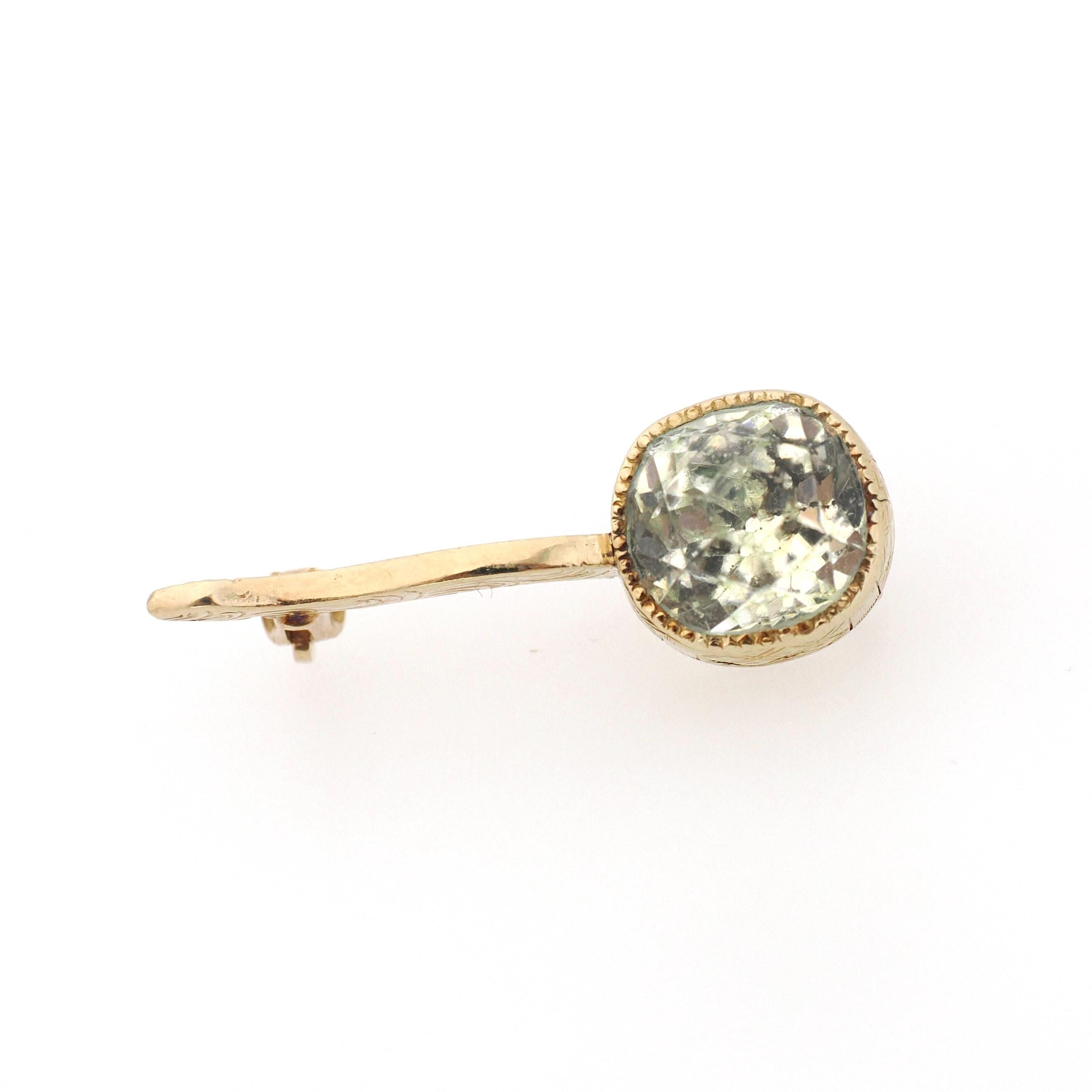 Antique Halley's Comet Brooch - Victorian 10k Gold Clear Old Cut Paste Stone Astronomy Pin - Vintage 1800s Era Celestial Rare Fine Jewelry