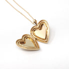 Estate Heart Locket - Modern 10k Yellow Gold Engraved Flower Leaf Design Necklace Pendant - Circa 2000's Era Photograph Keepsake PPC Jewelry