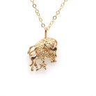 Vintage Taurus Charm - Modernist 14k Yellow Gold Figural Bull Pendant Necklace - Circa 1970s Era Astrological Fine Zodiac Earth Sign Jewelry