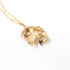 Vintage Taurus Charm - Modernist 14k Yellow Gold Figural Bull Pendant Necklace - Circa 1970s Era Astrological Fine Zodiac Earth Sign Jewelry