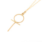 Dainty Ankh Necklace - Contemporary 18k Yellow Gold Wire Egyptian Revival Symbol Charm - Circa 1990s Statement Fine Feminist Venus Jewelry