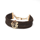 Victorian Hair Bracelet - Antique Rosy Gold Filled Woven Braid & Pierced Monogram - Circa 1800s Era Mourning Statement "WC" Fine Jewelry