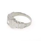 Art Deco Diamond Ring - Vintage 18k White Gold Natural .20 CT Old European Unisex Engagement - Circa 1930s Era Size 8.5 Square Fine Jewelry