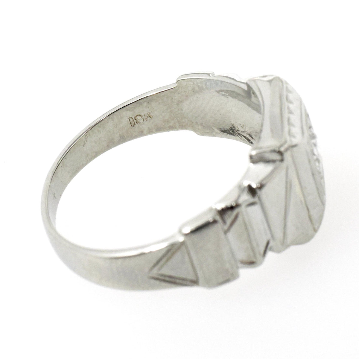 Art Deco Diamond Ring - Vintage 18k White Gold Natural .20 CT Old European Unisex Engagement - Circa 1930s Era Size 8.5 Square Fine Jewelry