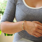 Antique Opal Bracelet - Edwardian 14k Yellow Gold Natural Gem Bangle - Circa 1910s Era Rope Chain Detail Fine October Birthstone Jewelry
