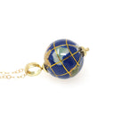 Fine Globe Charm - Contemporary 18k Yellow Gold Natural Lapis Gemstone Inlay Spinner Pendant - Circa 1990s Souvenir Earth Travel Jewelry