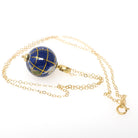 Fine Globe Charm - Contemporary 18k Yellow Gold Natural Lapis Gemstone Inlay Spinner Pendant - Circa 1990s Souvenir Earth Travel Jewelry