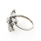 Diamond Bypass Ring - Mid Century Era 14k White Gold .22 CTW Floral Spray - Vintage 1950s Size 4 1/2 Leaf Cluster Fine Sweetheart Jewelry