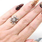 Diamond Bypass Ring - Mid Century Era 14k White Gold .22 CTW Floral Spray - Vintage 1950s Size 4 1/2 Leaf Cluster Fine Sweetheart Jewelry