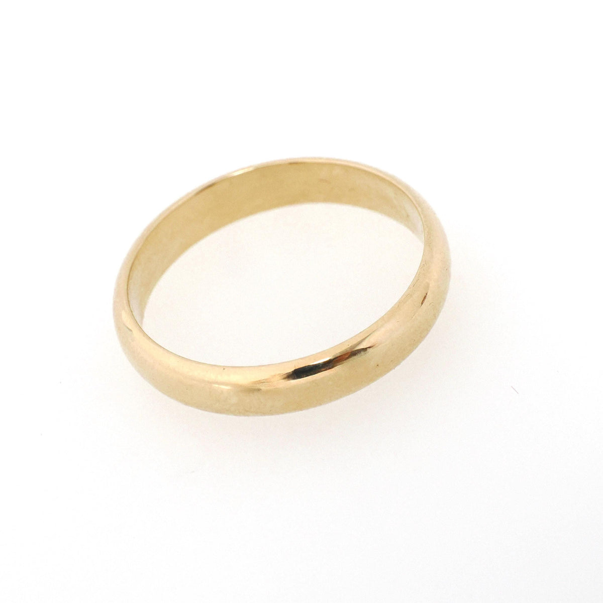 Vintage Wedding Band - Mid Century 14k Yellow Gold 4.2 MM Half Round Ring - Circa 1950s Era Size 10 1/2 Domed Stacking Fine Bridal Jewelry
