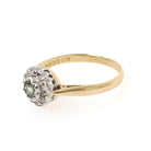 Antique Flower Ring - Edwardian 18k Yellow & White Gold Green Sapphire Gemstone .04 CTW Diamonds - Circa 1910s Size 5 3/4 Halo Fine Jewelry