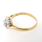 Antique Flower Ring - Edwardian 18k Yellow & White Gold Green Sapphire Gemstone .04 CTW Diamonds - Circa 1910s Size 5 3/4 Halo Fine Jewelry