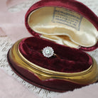 Antique Flower Ring - Edwardian 18k Yellow & White Gold Green Sapphire Gemstone .04 CTW Diamonds - Circa 1910s Size 5 3/4 Halo Fine Jewelry