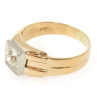 Vintage Diamond Ring - Mid Century 14k Yellow & White Gold Unisex .85 CT Engagement - Circa 1950s Era Size 11 Two Tone Wedding Jewelry