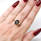 Black Star Sapphire Ring - Contemporary 14k Yellow Gold Natural 3.18 CT Gemstone - Modern Estate Circa 1990s Size 5 1/4 Diamond Fine Jewelry