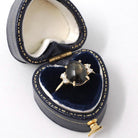 Black Star Sapphire Ring - Contemporary 14k Yellow Gold Natural 3.18 CT Gemstone - Modern Estate Circa 1990s Size 5 1/4 Diamond Fine Jewelry