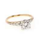 Vintage Diamond Ring - Mid Century 14k Yellow & White Gold .83 CT Natural Round Solitaire - Circa 1950s Size 8 1/2 Fine Engagement Jewelry
