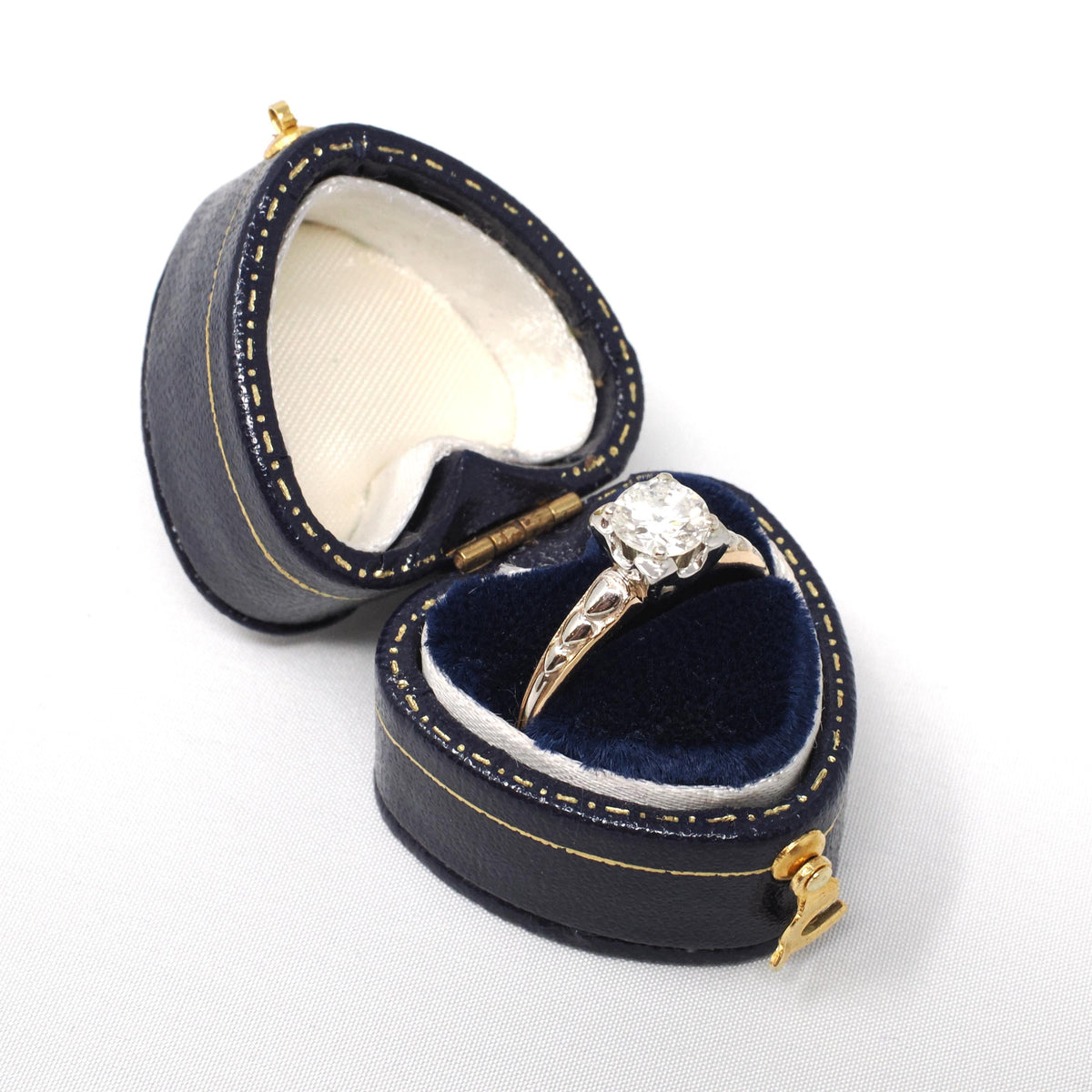 Vintage Diamond Ring - Mid Century 14k Yellow & White Gold .83 CT Natural Round Solitaire - Circa 1950s Size 8 1/2 Fine Engagement Jewelry