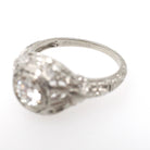 Antique Diamond Ring - Art Deco Platinum .61 CTW Octagonal Natural Gemstone Filigree Engagement - Circa 1920s Era Size 5 1/2 Fine Jewelry