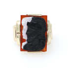 Art Deco Ring - Vintage 10k Yellow Gold Double Cameo Black White Natural Sardonyx - Circa 1930s Size 7 Helen & Paris Of Troy Fine Jewelry