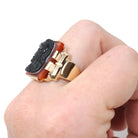 Art Deco Ring - Vintage 10k Yellow Gold Double Cameo Black White Natural Sardonyx - Circa 1930s Size 7 Helen & Paris Of Troy Fine Jewelry