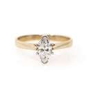 Marquise Diamond Ring - Contemporary 14k Yellow & White Gold .70 CT GIA Solitaire Engagement - Circa 1990s Size 7 1/4 Fine Two Tone Jewelry