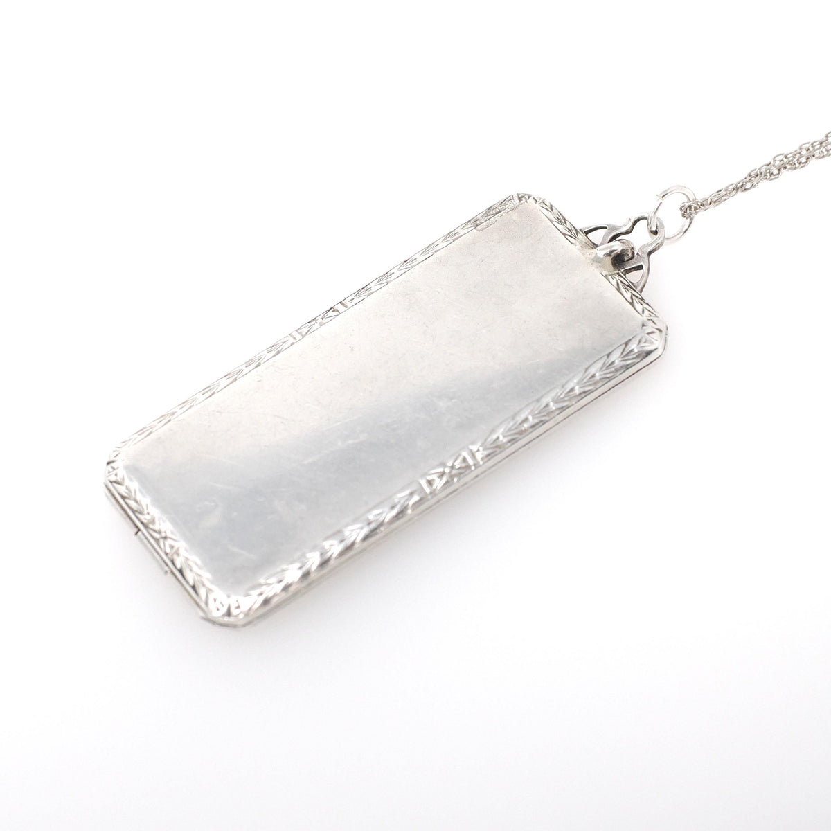 Calling Card Case Pendant - Art Deco Sterling Silver Royal Blue Guilloché Enamel Compact Locket - Circa 1930s Era Engraved Utility Jewelry