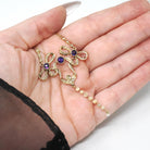 Antique Bow Lavalier - Edwardian 14k Yellow Gold Natural Purple Amethyst Seed Pearl Pendant Charm - Vintage Early 1900s Ribbon Fine Jewelry