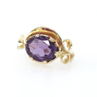 Created Color Change Sapphire Ring - Mid Century 10k Yellow Gold Natural 2.74 CT Gem - Circa 1960s Era Size 6 Victorian Revival Fine Jewelry