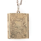 Antique Photo Locket - Victorian Book Satchel Gold Overlay Base Metal Pendant Necklace Charm - Circa 1890s Tintype Album Keepsake Jewelry
