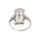 Vintage Diamond Ring - Art Deco 18k White Gold .33 CTW Natural Gemstone Shield - Circa 1930s Era Size 6 1/4 Statement Fine Bridal Jewelry