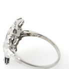 Vintage Diamond Ring - Art Deco 18k White Gold .33 CTW Natural Gemstone Shield - Circa 1930s Era Size 6 1/4 Statement Fine Bridal Jewelry