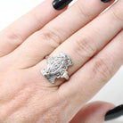 Vintage Diamond Ring - Art Deco 18k White Gold .33 CTW Natural Gemstone Shield - Circa 1930s Era Size 6 1/4 Statement Fine Bridal Jewelry