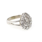 Diamond Halo Ring - Vintage Platinum & 14k White Gold .67 CTW Diamonds - Circa 1950s Era Size 7 1/4 Fine Pear Cluster Engagement Jewelry